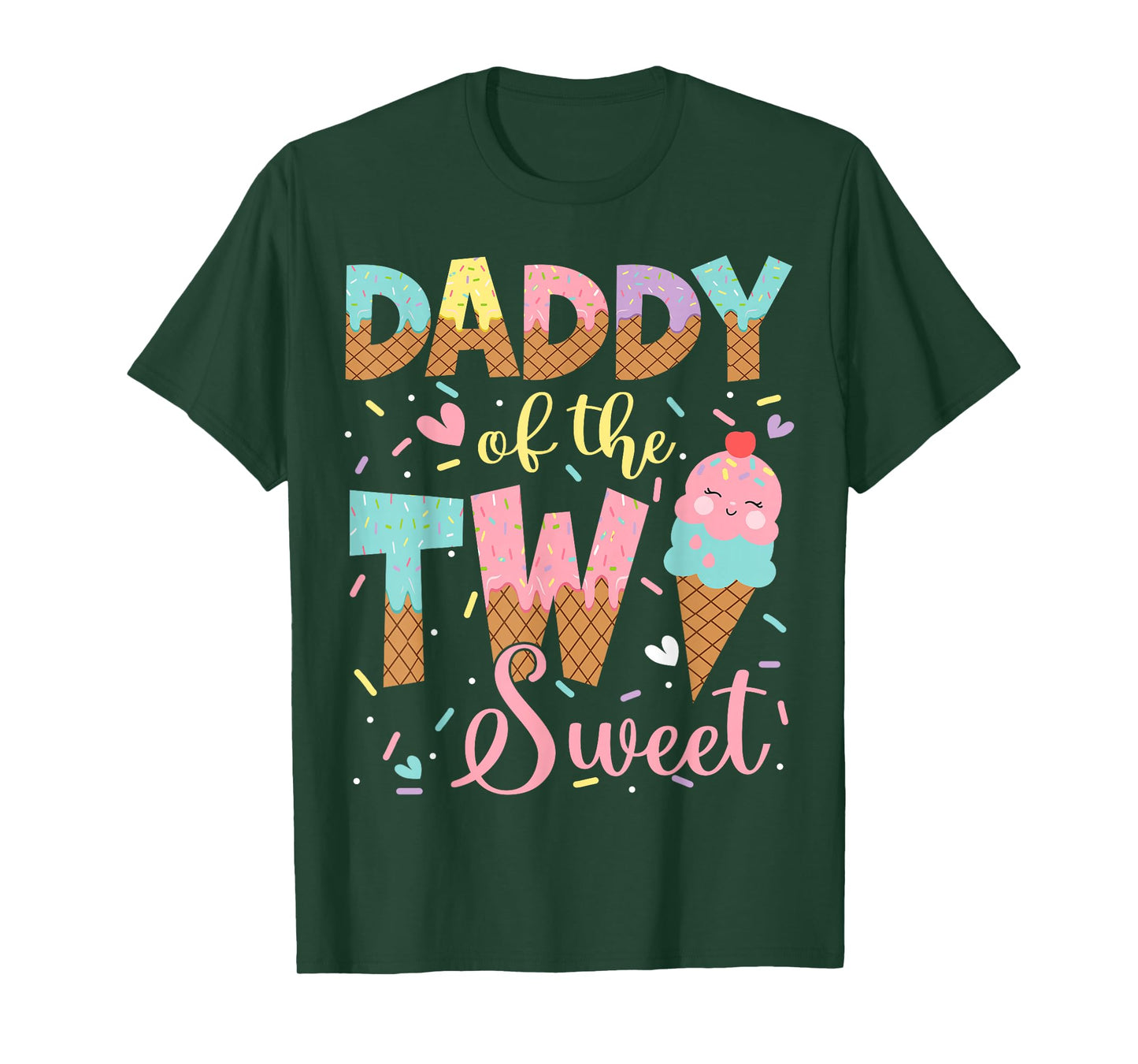 Daddy Of The Two Sweet 2Nd Birthday Girl Ice Cream T-Shirt
