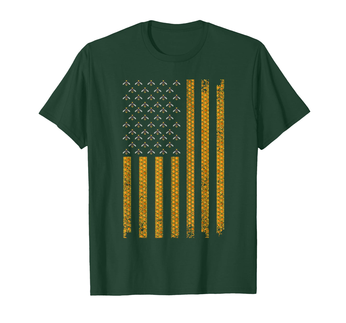 Cool Bee Keeper Art For Men Women US Flag Honey Beekeeping T-Shirt