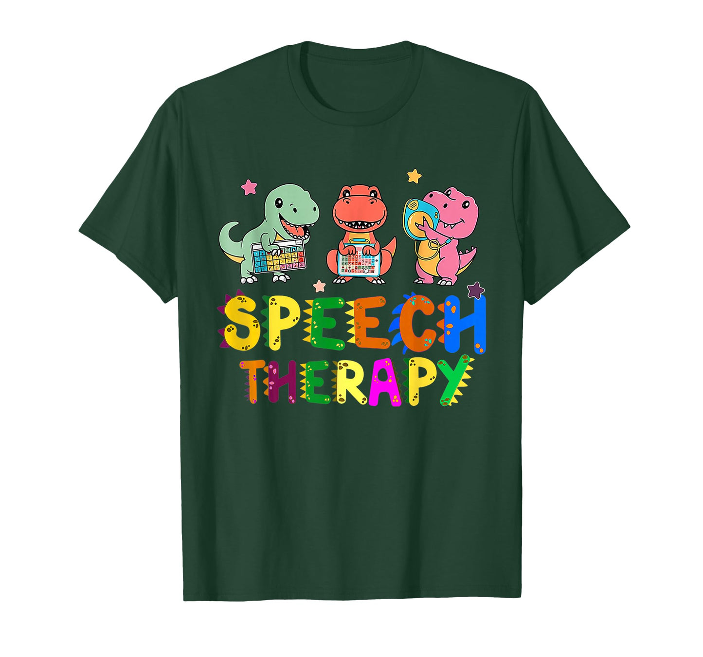 Speech Therapy Cute Dinosaur Tee Gifts Unisex-Adult T-Shirt Black Small Short Sleeve Cartoon Cute Dinosaur-Theme T-Shirts