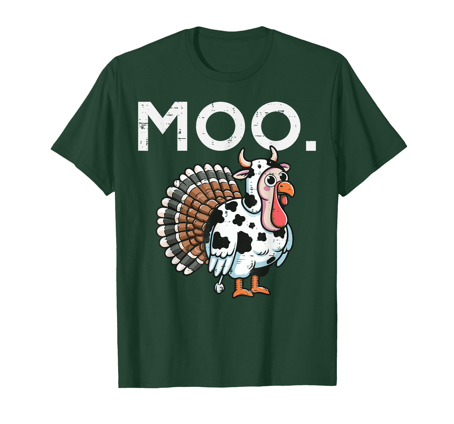 Thanksgiving Moo Turkey Cow Funny Fall Farm Men Women Kids T-Shirt