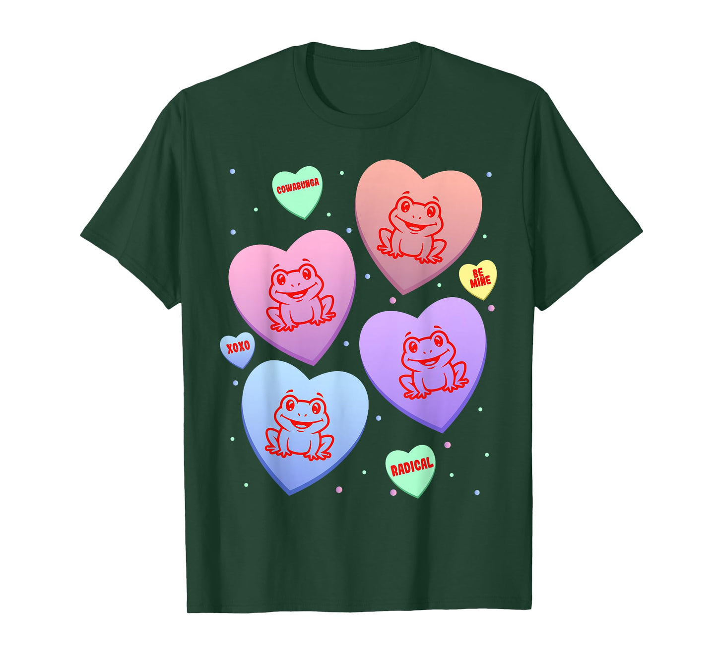 Frog Candy Heart Cute Kitten Valentines Day T-Shirt