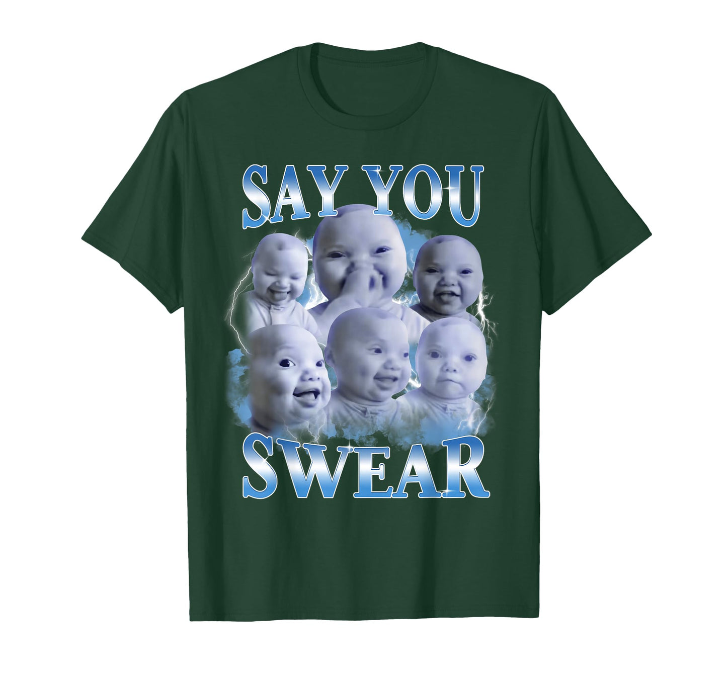 Say You Swear AI Niche Baby Holding Back Laugh Genz Meme T-Shirt