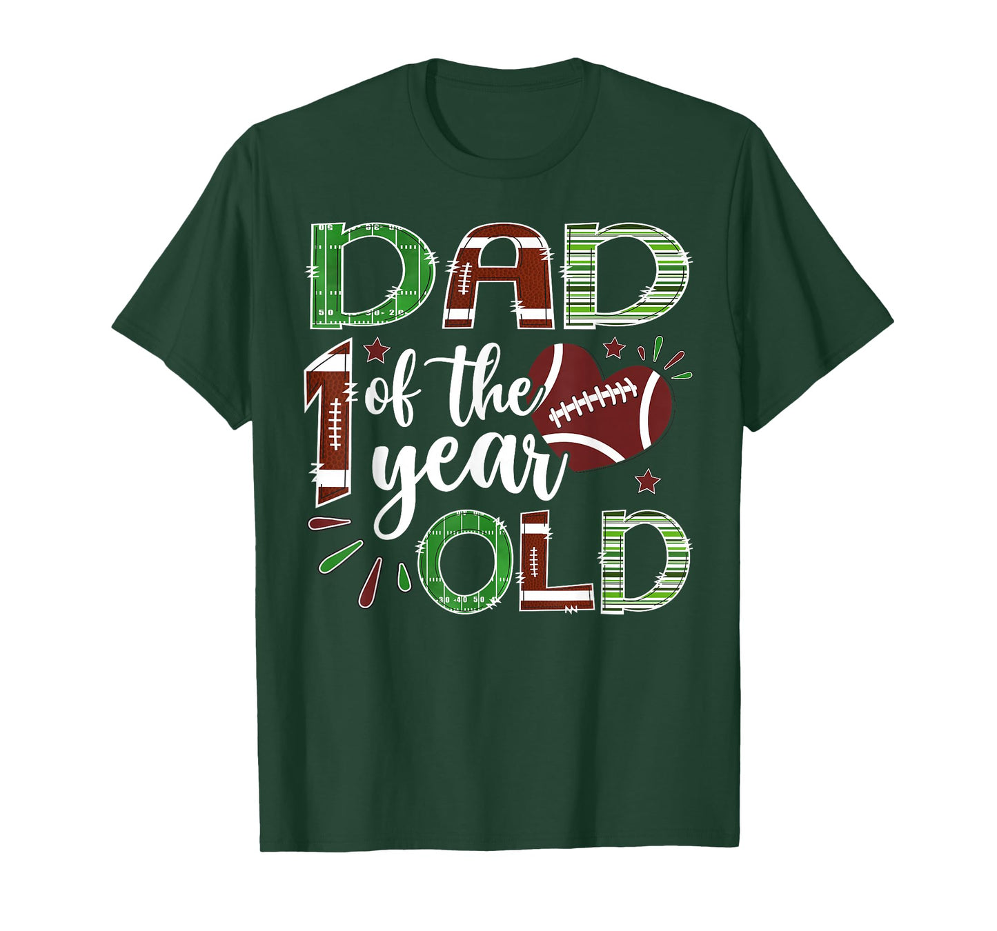 Dad of The 1 Year Old Football First Birthday Boy Matching T-Shirt