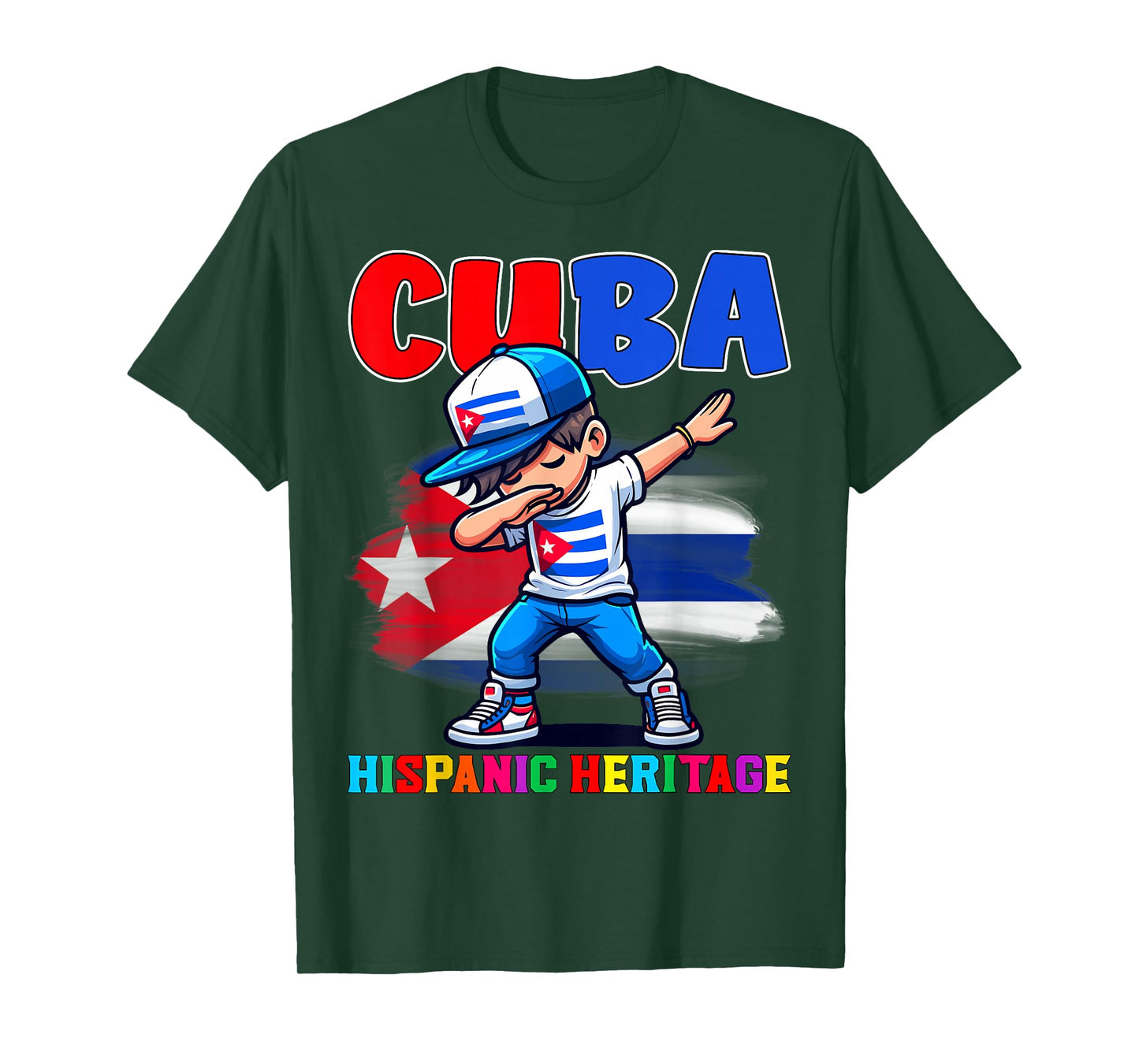 Cuba Dabbing Kid Hispanic Heritage Celebration for Kids T-Shirt