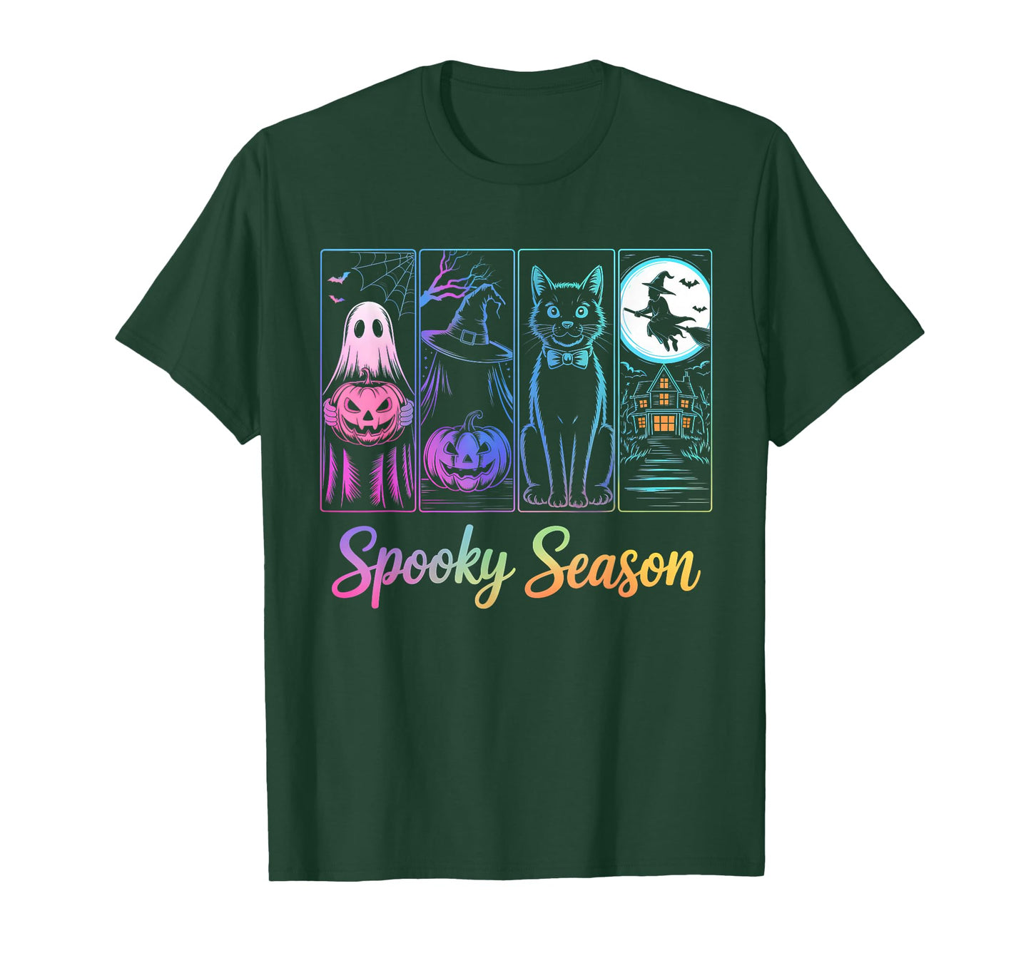 Spooky Season Black Cat Ghost Pumpkin Halloween Costume T-Shirt