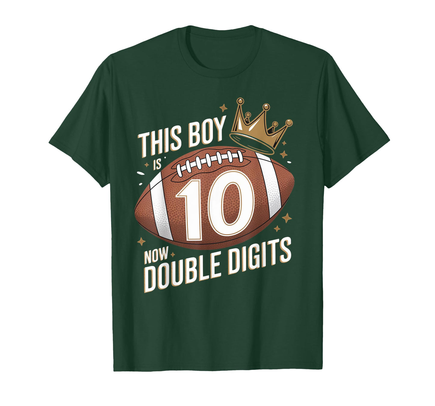 This Boy Is Now Double Digits 10th Birthday Kids Football 10 T-Shirt