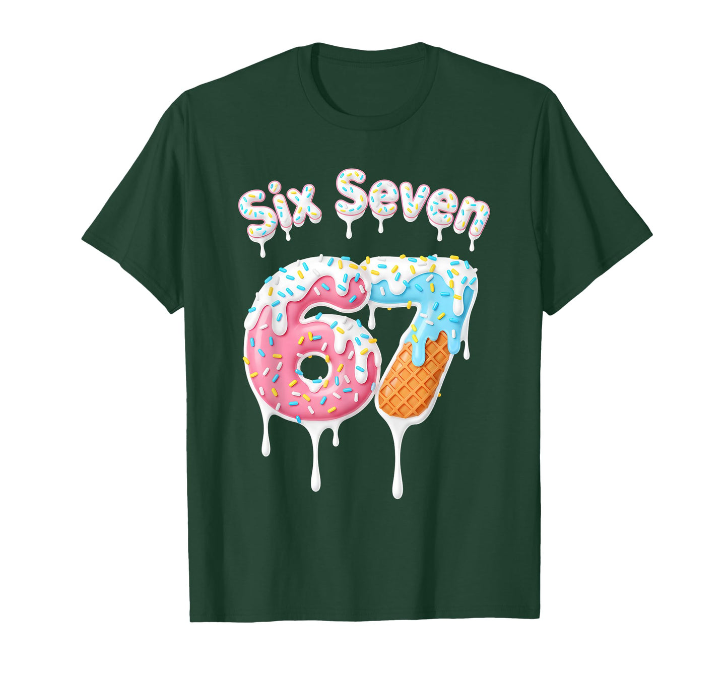 Cute 6 7 Meme Kids Ice Cream Drip Six Seven 67 Ice Cream T-Shirt