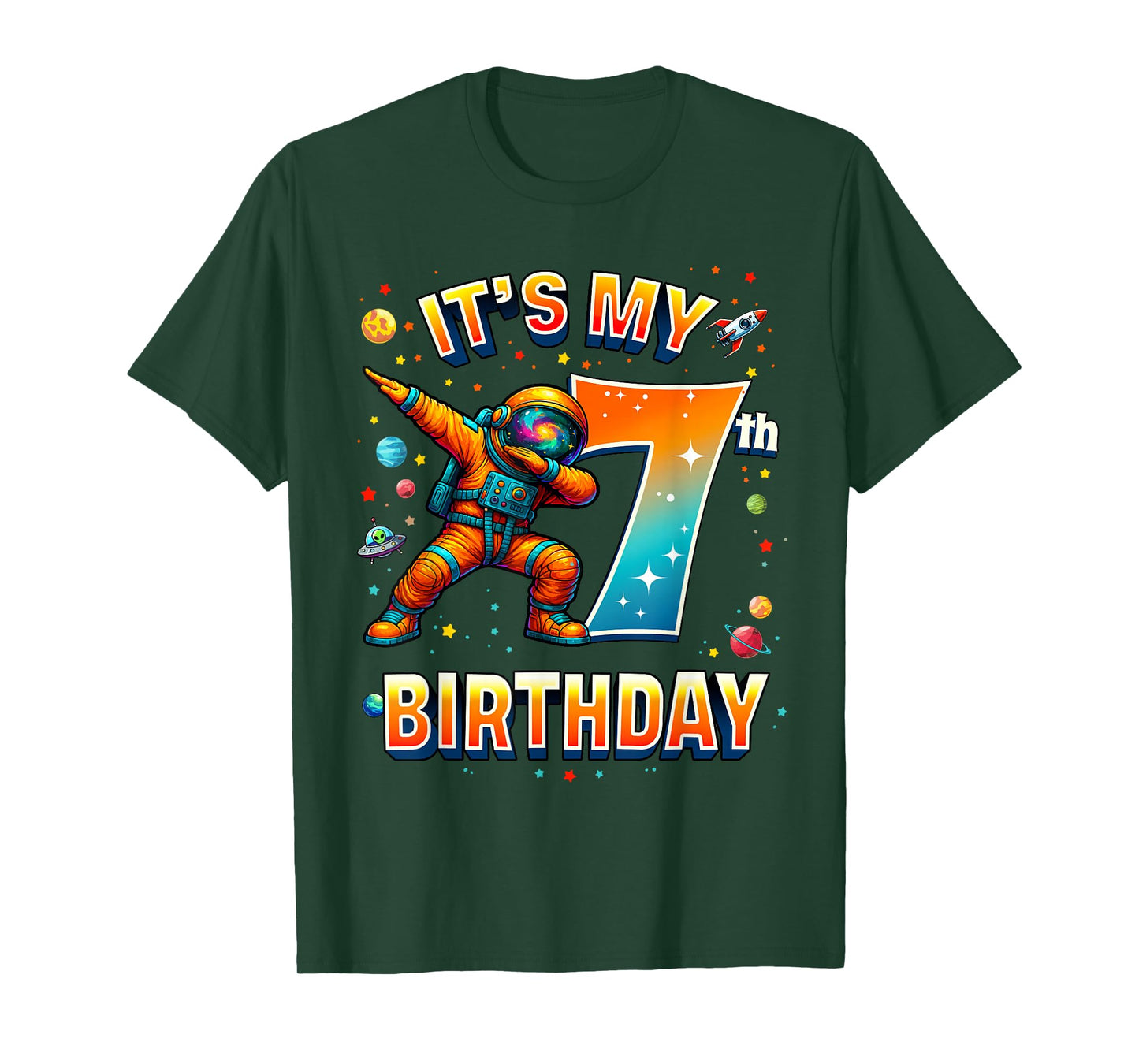 7th Birthday Astronaut Dab Space Party Boys Toddler T-Shirt