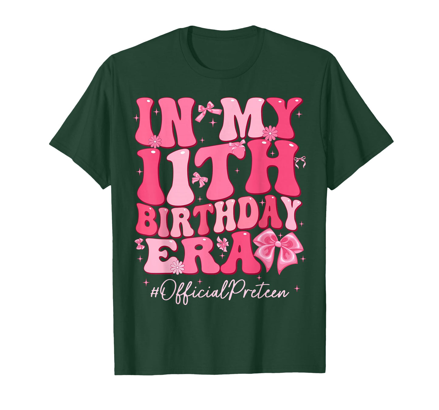 Groovy In My 11th Birthday Era Coquette Bow Birthday Girl T-Shirt