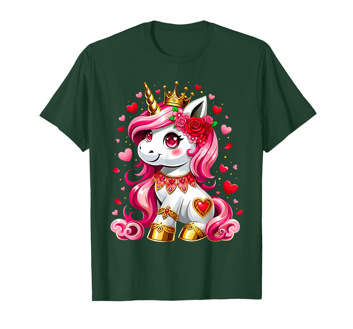 Cute Unicorn Heart Valentines Day Girls Kids Valentine T-Shirt