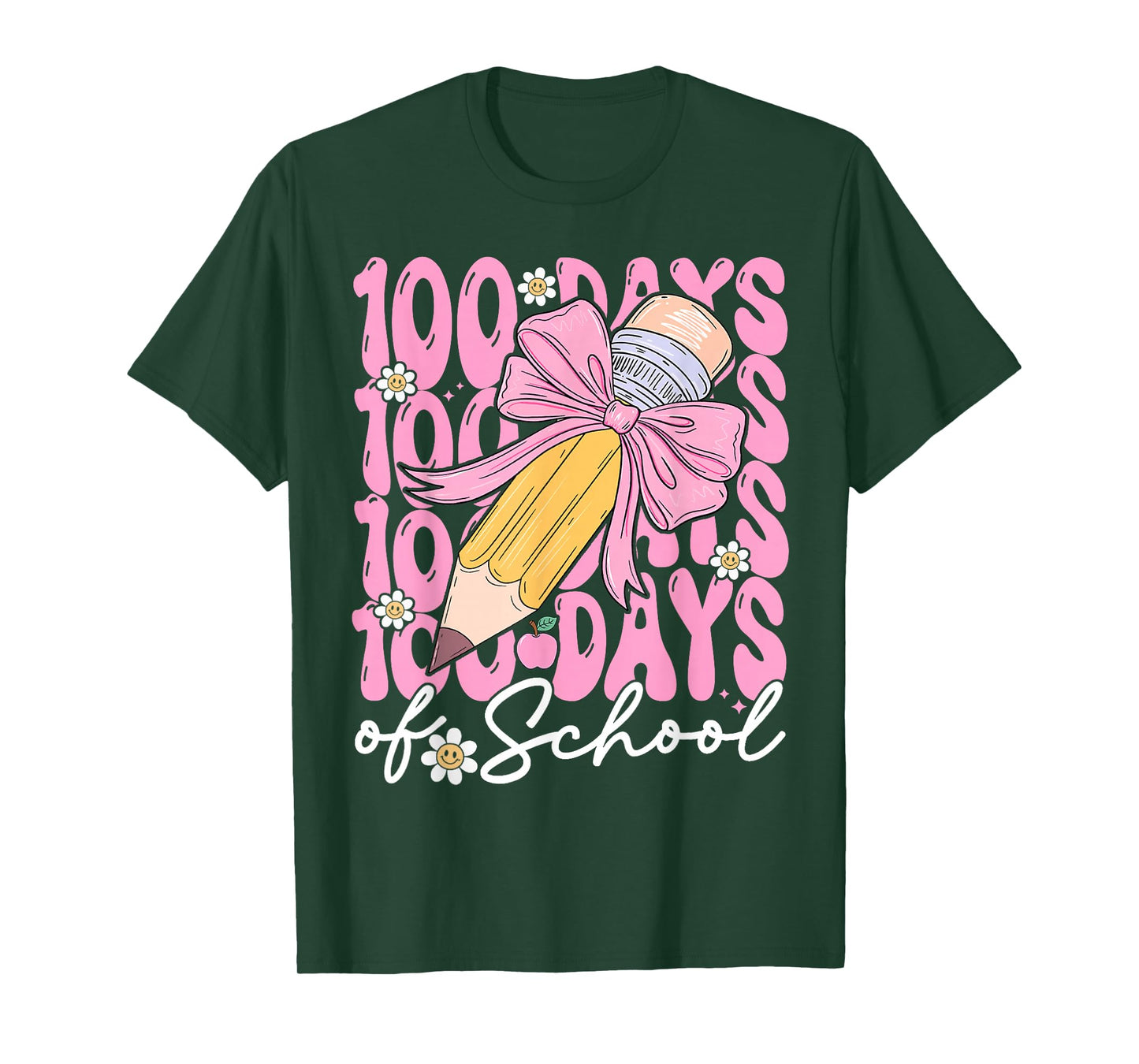100th Day of School 100 Days Smarter Coquette Bow Kids Girls T-Shirt