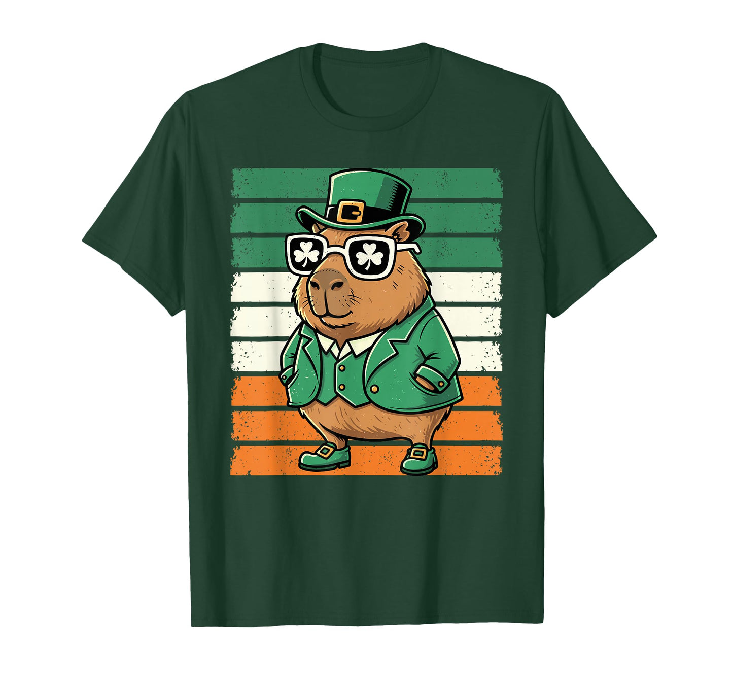 Retro Capybara St Patty's Shamrock Funny St Patrick's Day T-Shirt