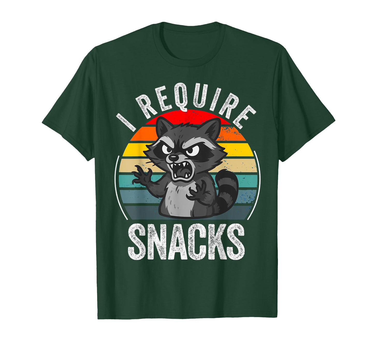 Vintage Retro Funny Raccoon I Require Snacks T-Shirt