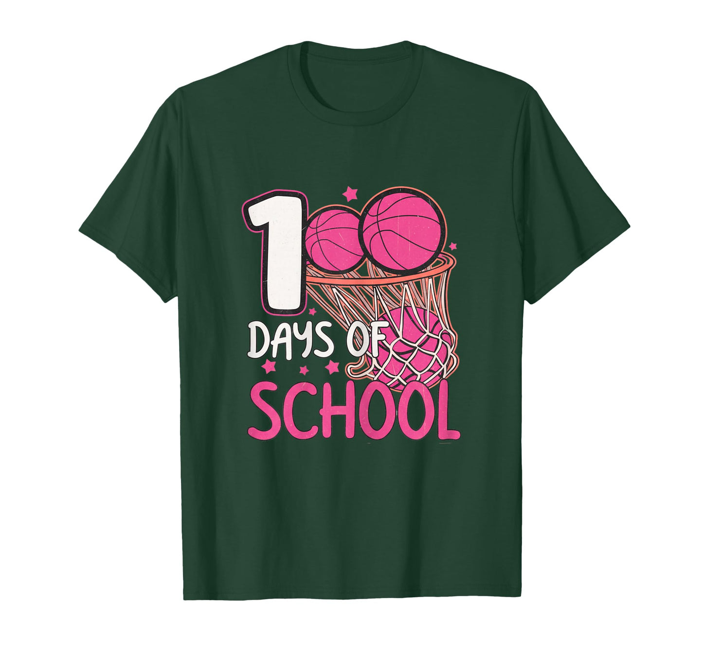 100 Days of School Basketball Pink Girls Sports Player Women T-Shirt