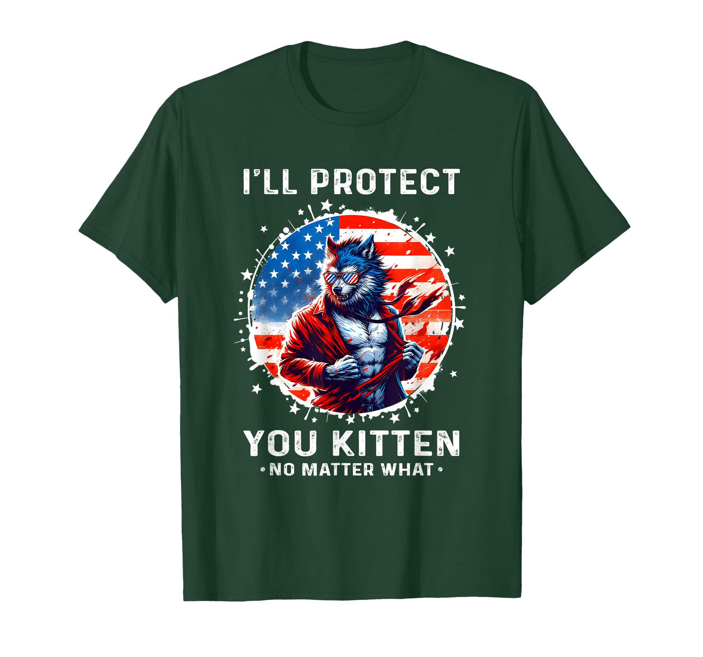 I'll Protect You Kitten Funny Alpha Wolf Shirt Wolf Meme T-Shirt