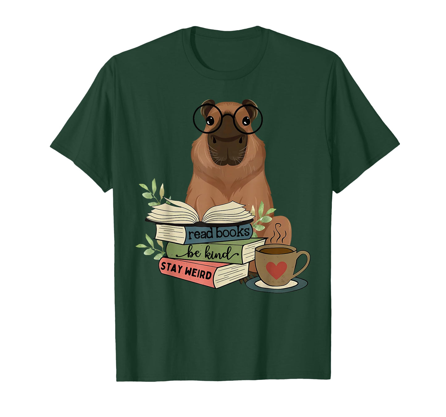 Capybara Glasses Reading Books Capybara Nerd Bookworm T-Shirt