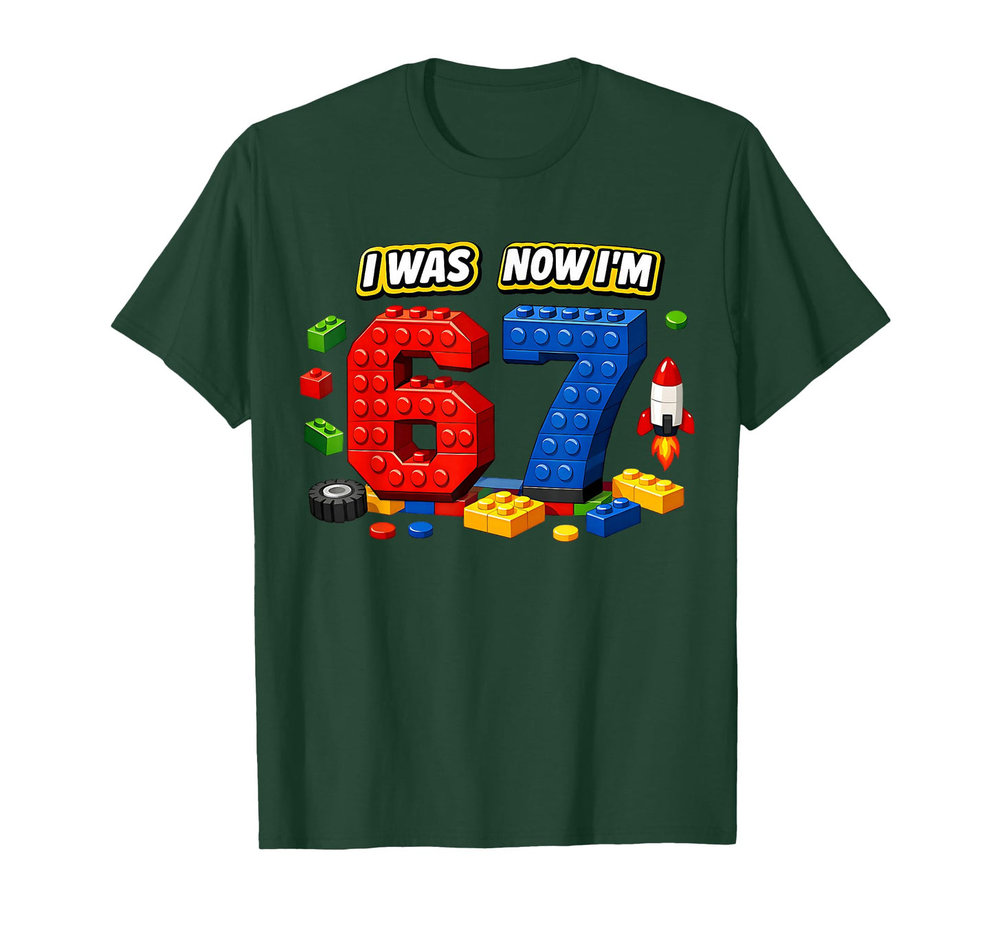 I was Six Now I'm Seven 6 7 Blocks 67 Meme 7th Birthday T-Shirt