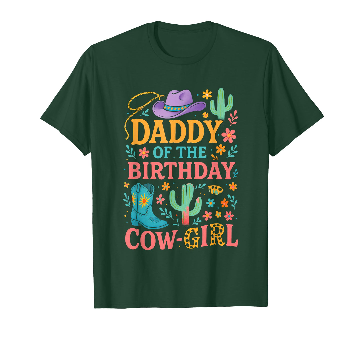 Daddy of The Birthday Cow-Girl - Rodeo Matching T-Shirt