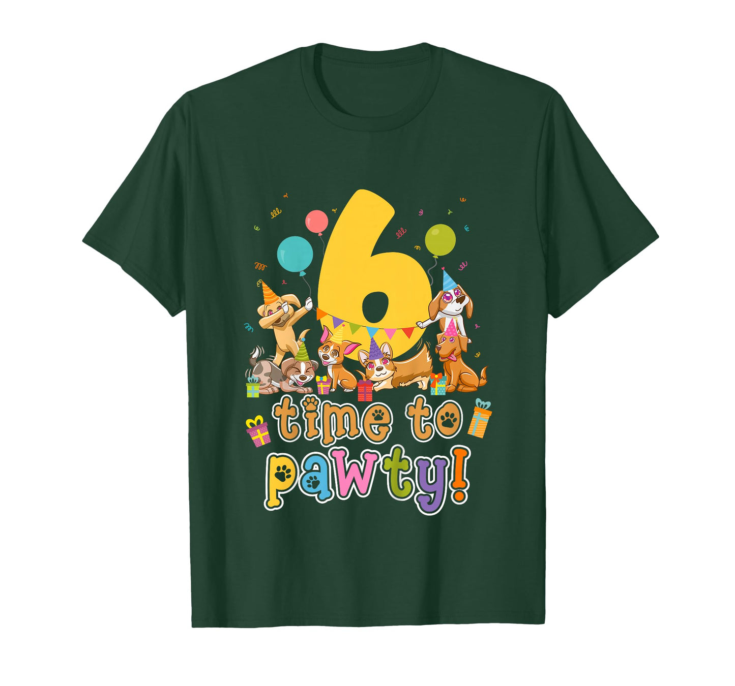 6th Dog Birthday Party Six Year Old Puppy Birthday T-Shirt
