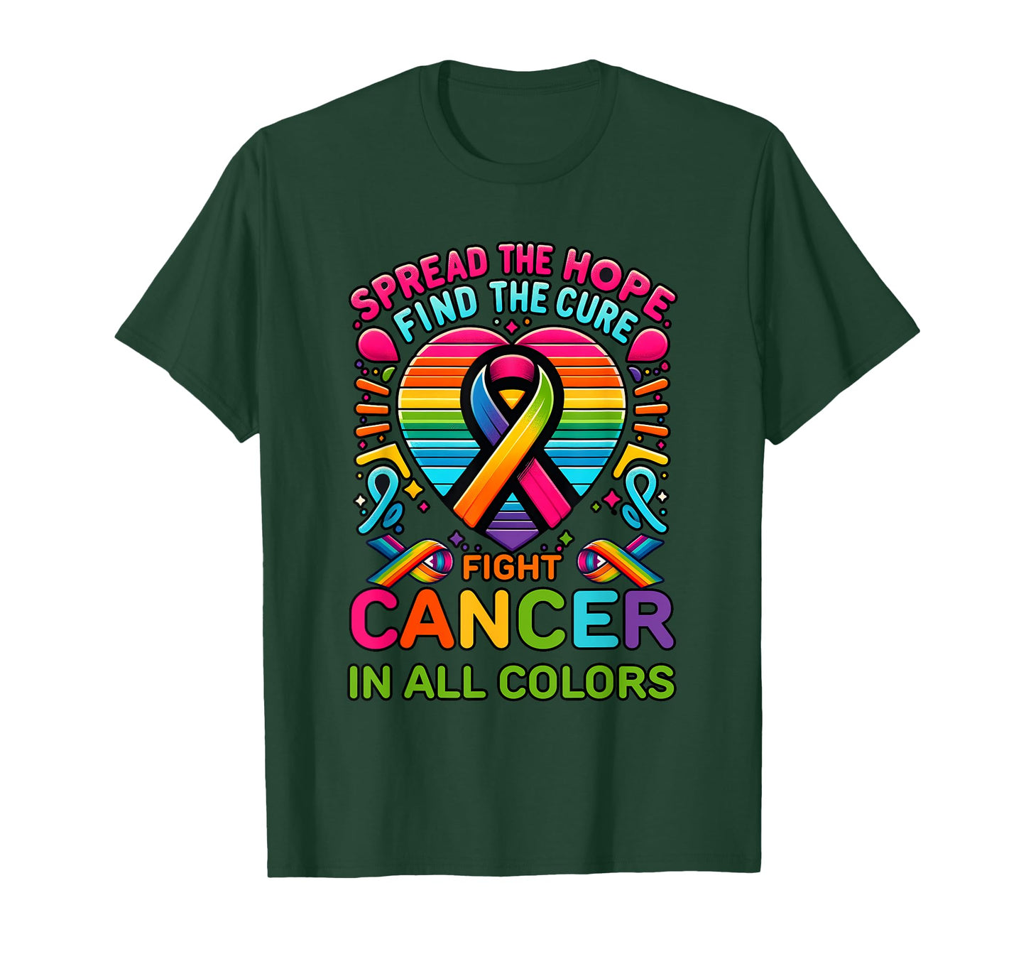 Fight Cancer In All And Every Color Ribbons Find Cure T-Shirt