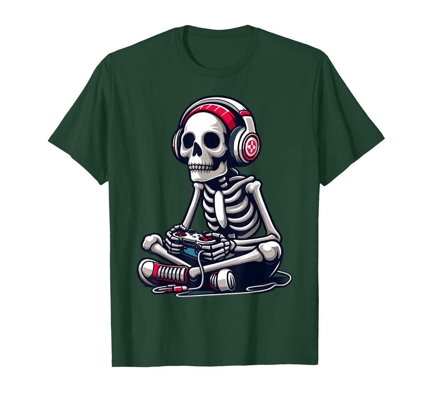 Skeleton Gamer Video Gaming Boys Men Kids Children Halloween T-Shirt