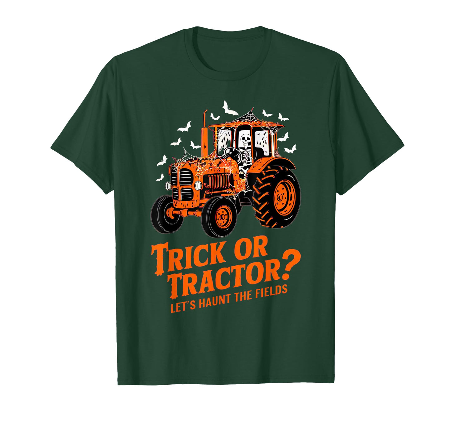 Funny Farmer Costume Halloween Spooky Skeleton Drive Tractor T-Shirt