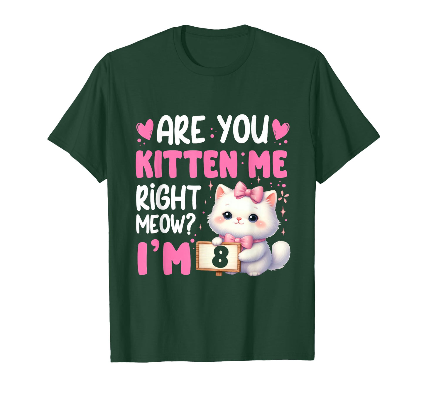Are You Kitten Me Right Meow I'm 8th Birthday Cat Kitten Kid T-Shirt