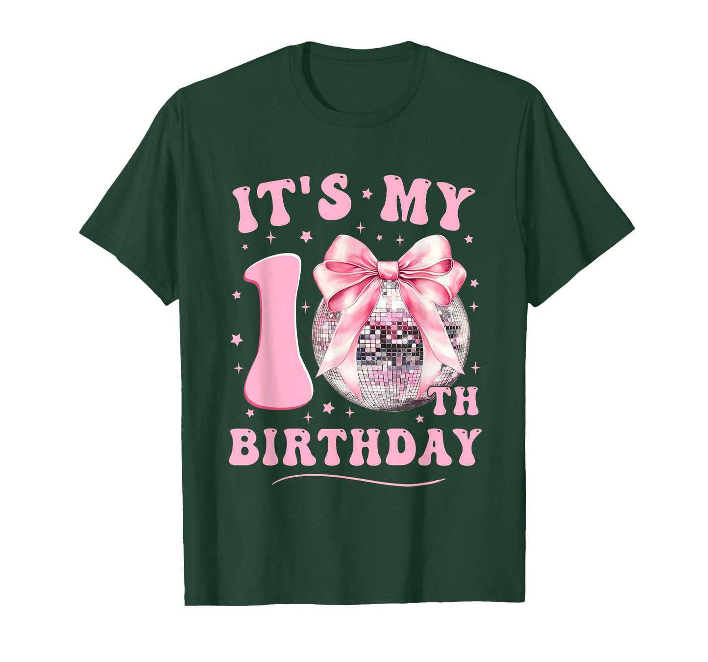 It's My 10th Birthday Coquette Bow Disco Ball 10 Years Old T-Shirt