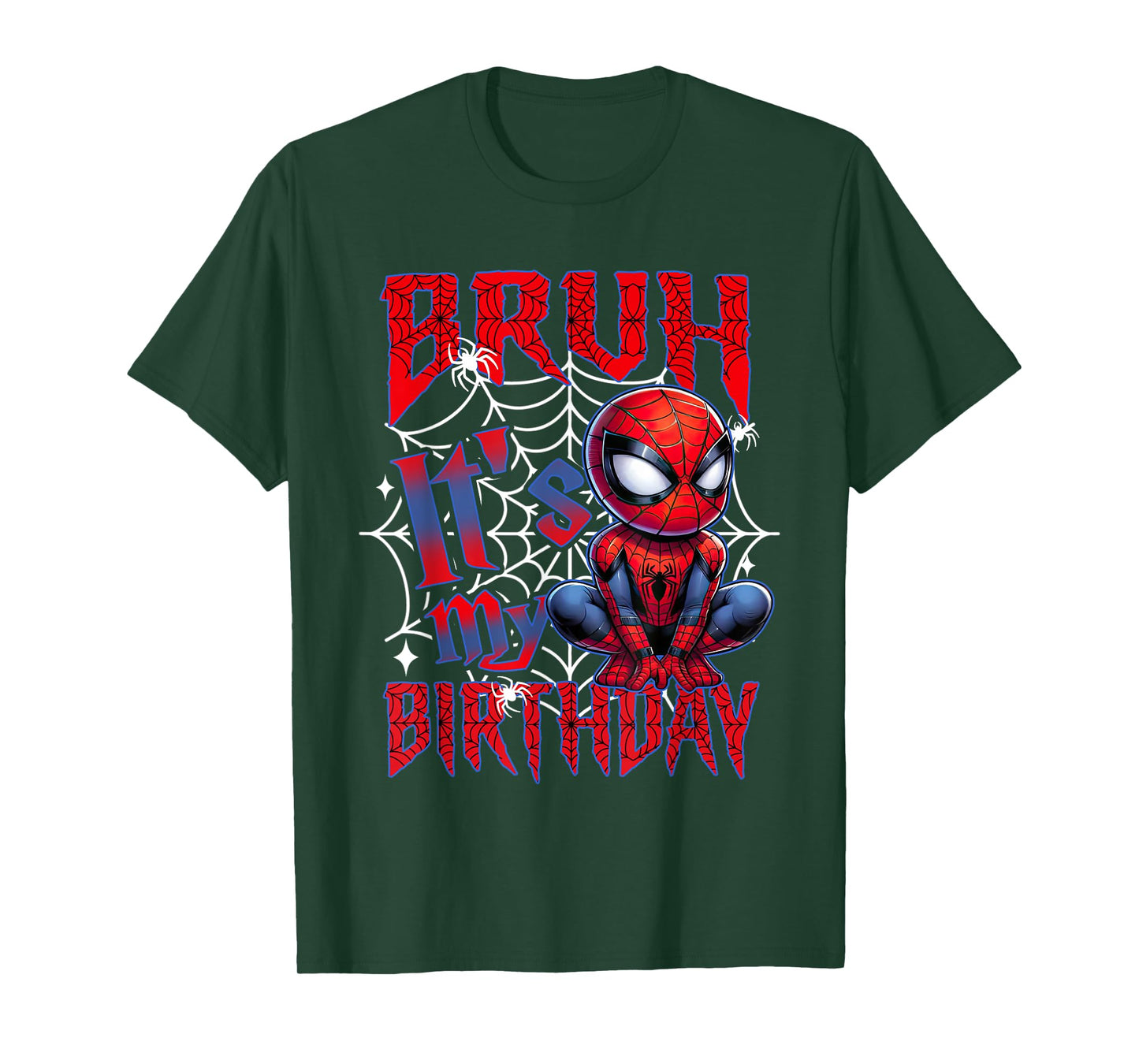 Bruh It's My Birthday Funny Spider Birthday For Boys Kids T-Shirt