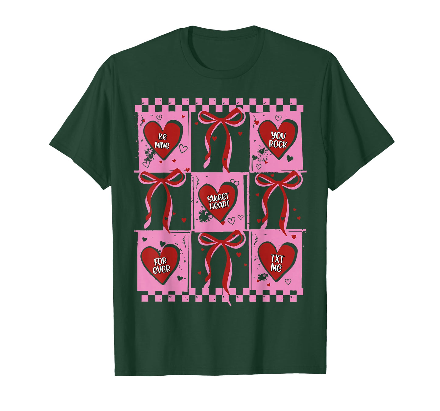Candy Sweet Hearts Love Valentines Day Coquette Bow T-Shirt