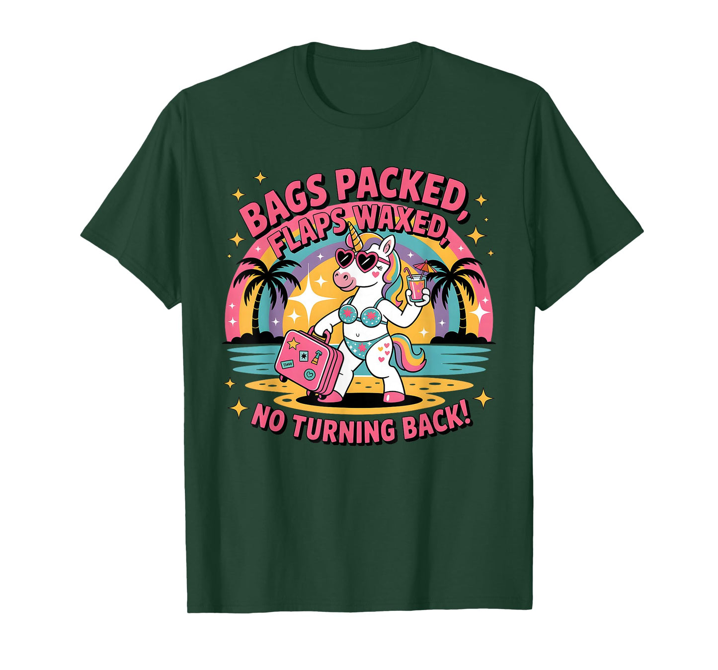 Bags Packed Flaps Waxed Unicorn Girls Trip Summer Vacation T-Shirt