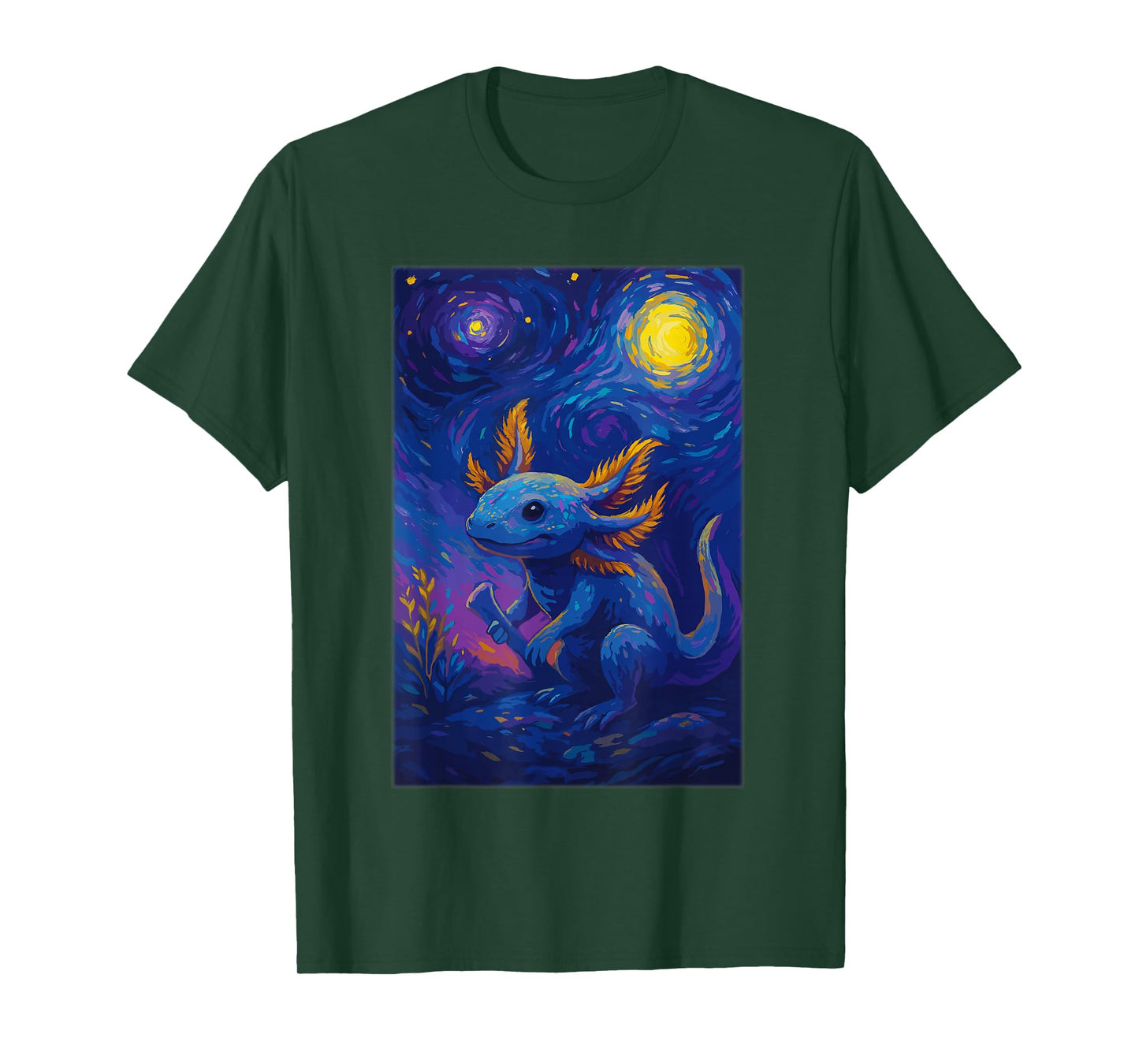 Axolotl Van Gogh for Women Girls, Axolotl Starry Night T-Shirt