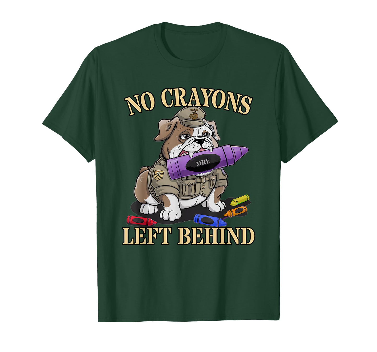 Sarcastic NO Crayons Left Behind Jarhead Dad Military Troop T-Shirt