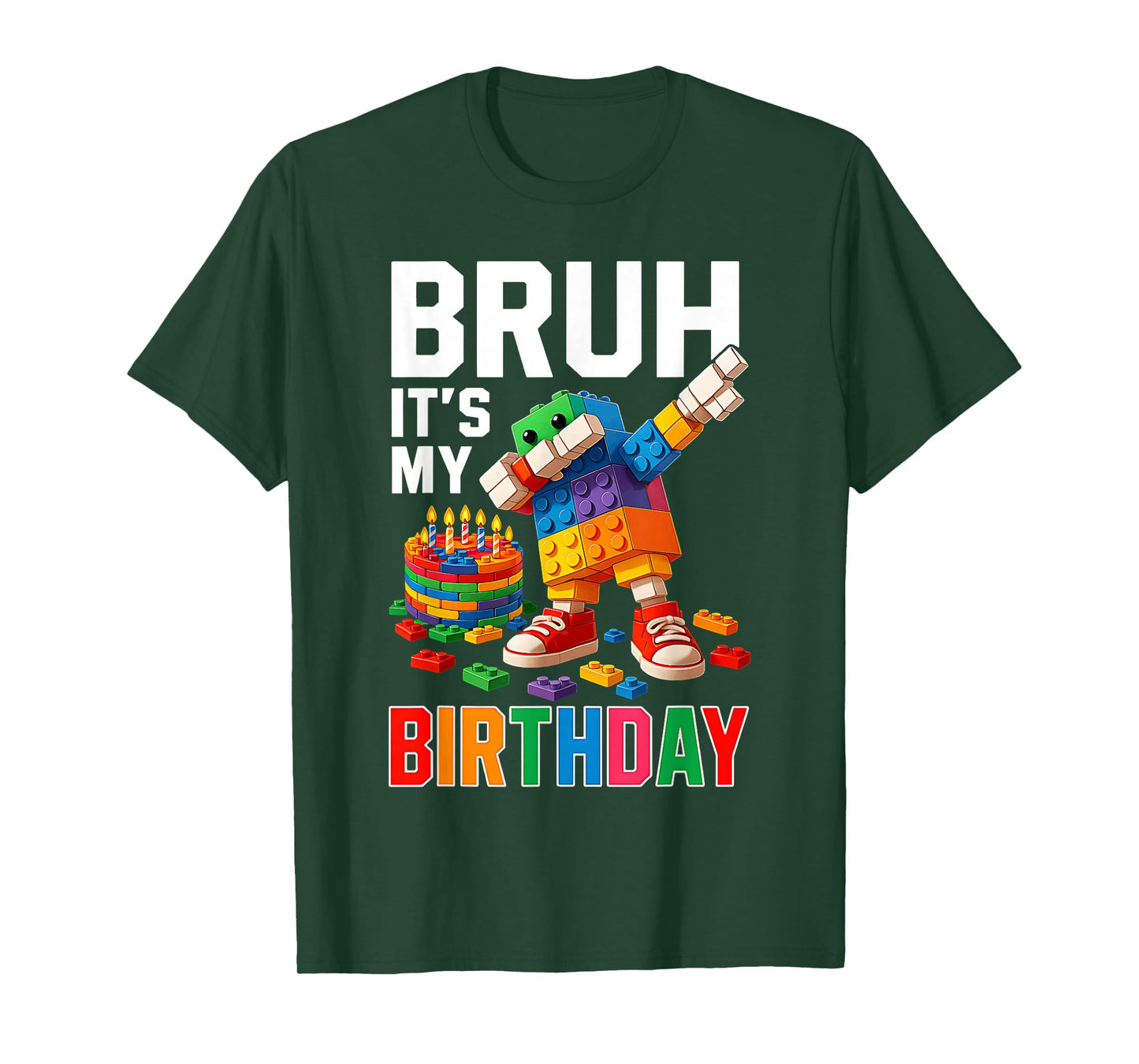 Bruh It's My Birthday Building Bricks Blocks Boys Kids T-Shirt