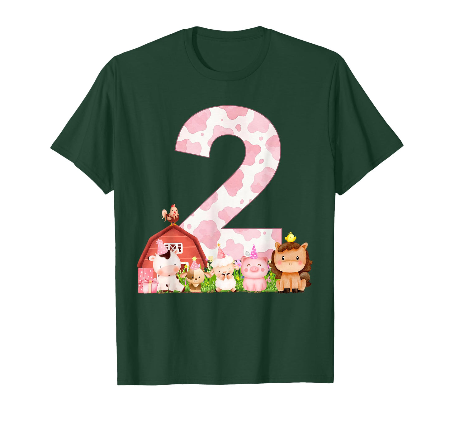 2nd Birthday Girl Farm Animals Barnyard 2 Year Old Outfit T-Shirt