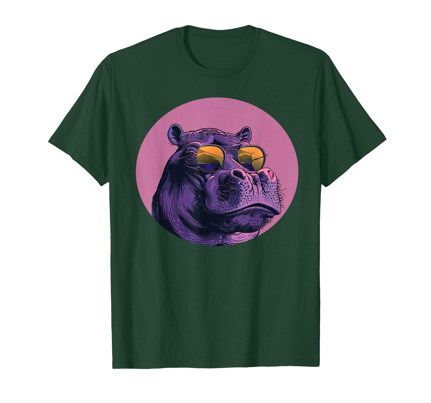 Funny plump bespectacled Hippo with Sunglasses Outfit T-Shirt