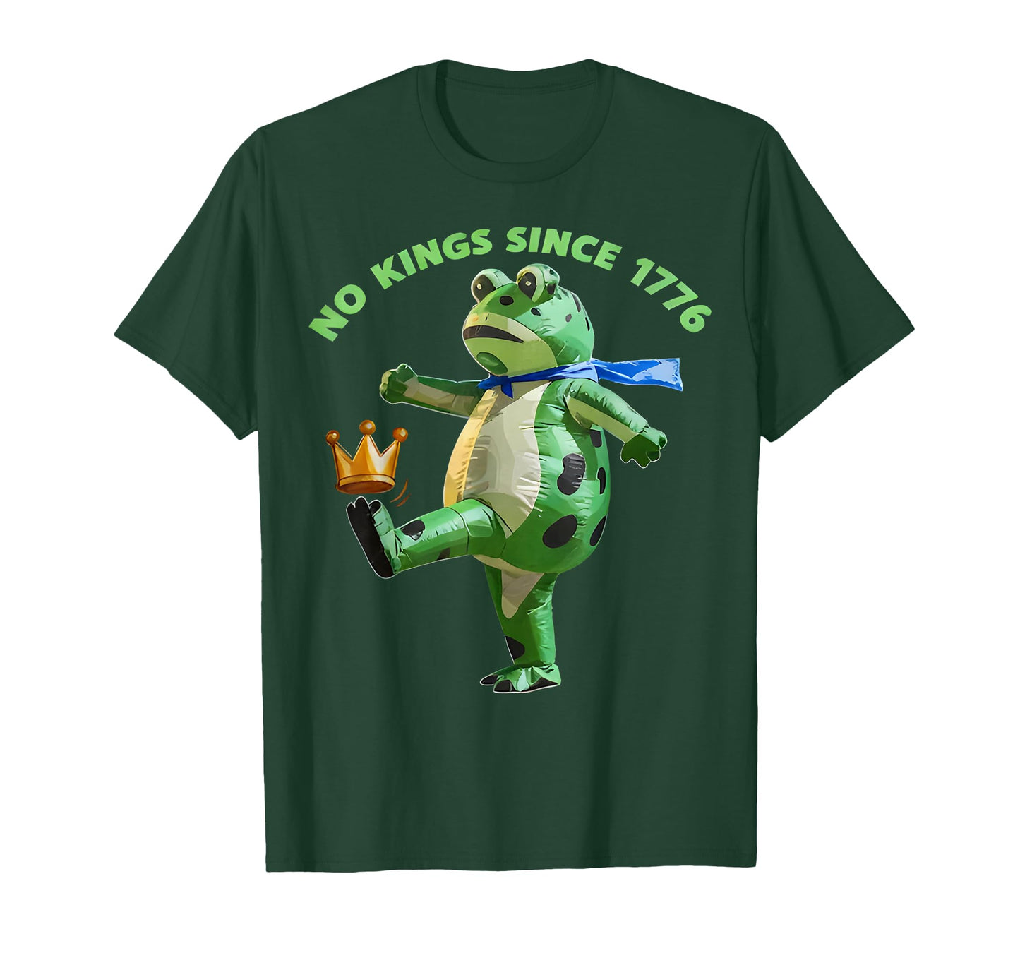 No Kings Since 1776 Portland Frog Kicking Crown Retro T-Shirt