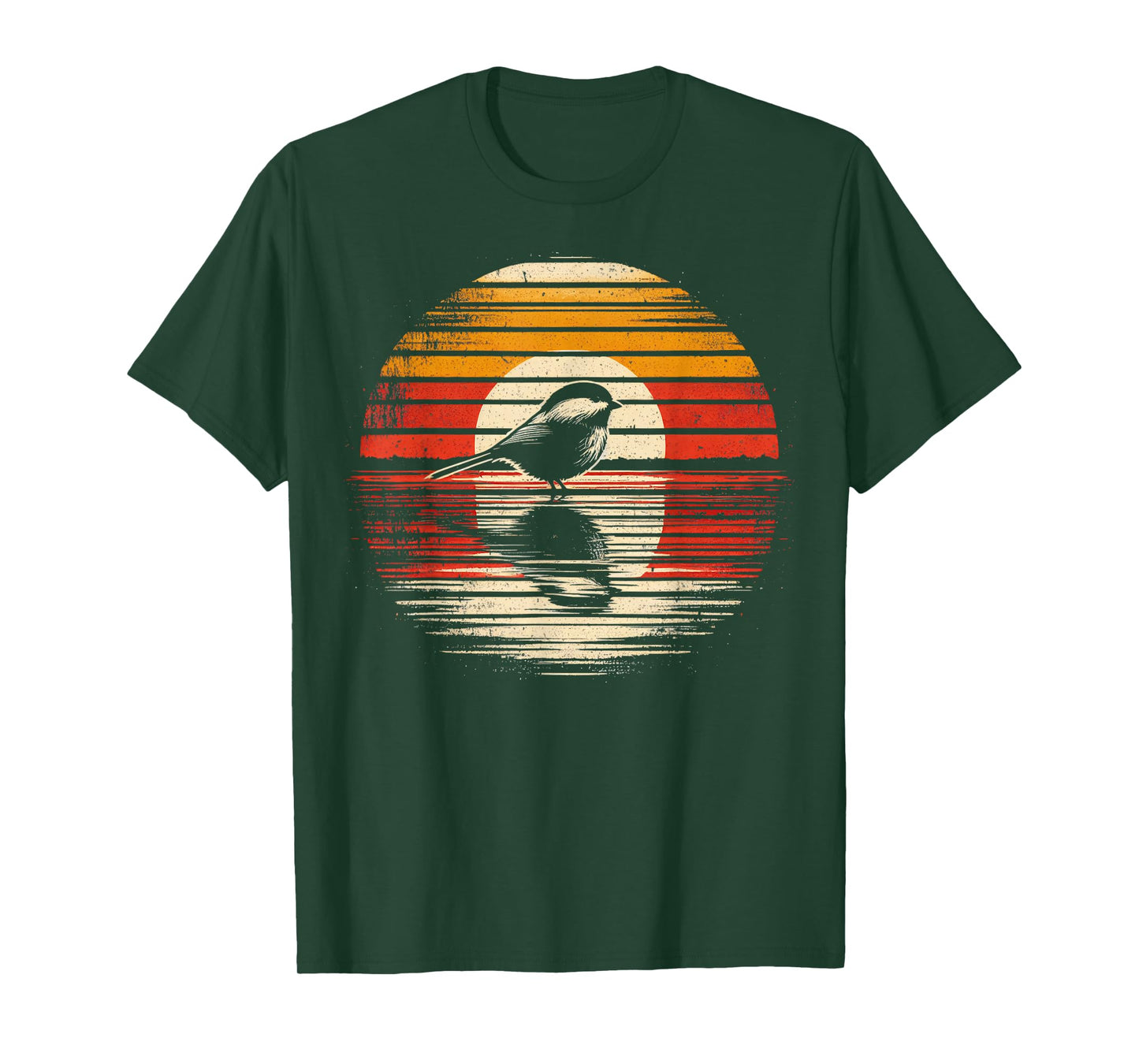 Chickadee Bird Sunset Retro Style Safari Vintage 70s T-Shirt