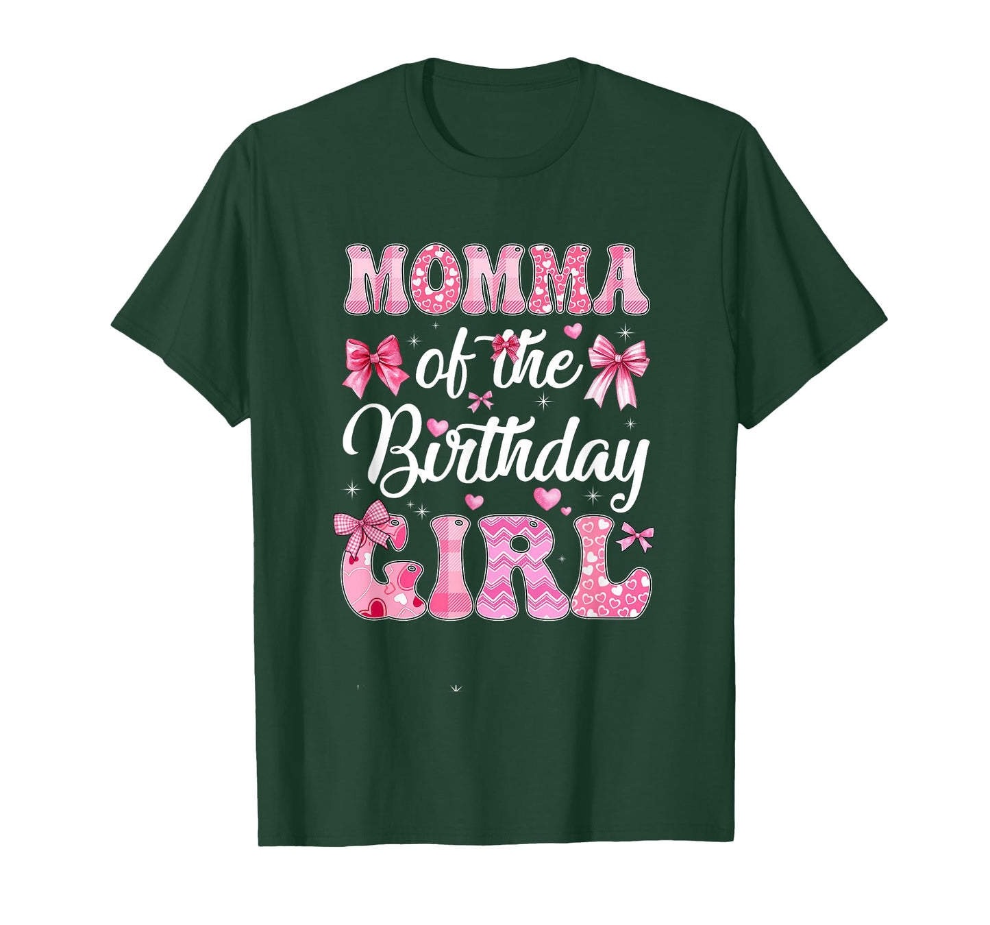 Momma Of The Birthday Girl Family Pink Coquette Bow T-Shirt