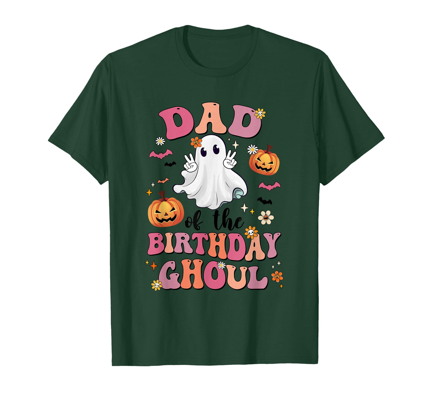 Dad Of The Birthday Ghoul Halloween Bday Boys Girls Ghost T-Shirt