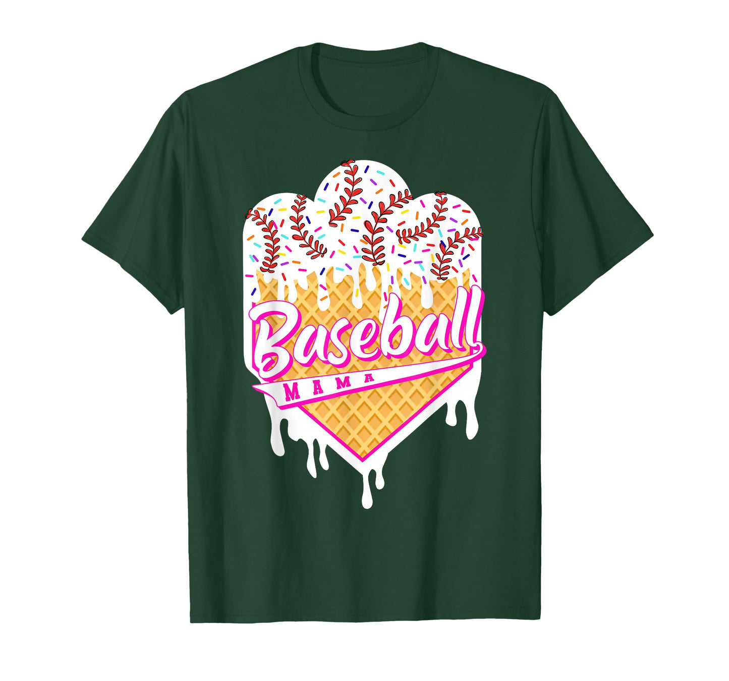 Baseball Ice Cream Drip Mom Sweet Baseball Mama Game Day T-Shirt