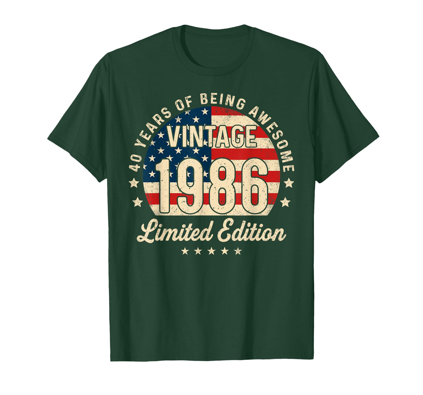 40th Birthday Vintage 1986 40 Year Old Gifts Men USA Flag T-Shirt
