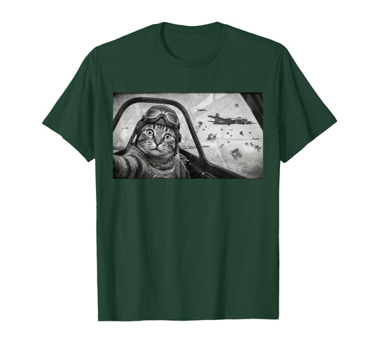 WW2 Cat in WWII Plane T-Shirt