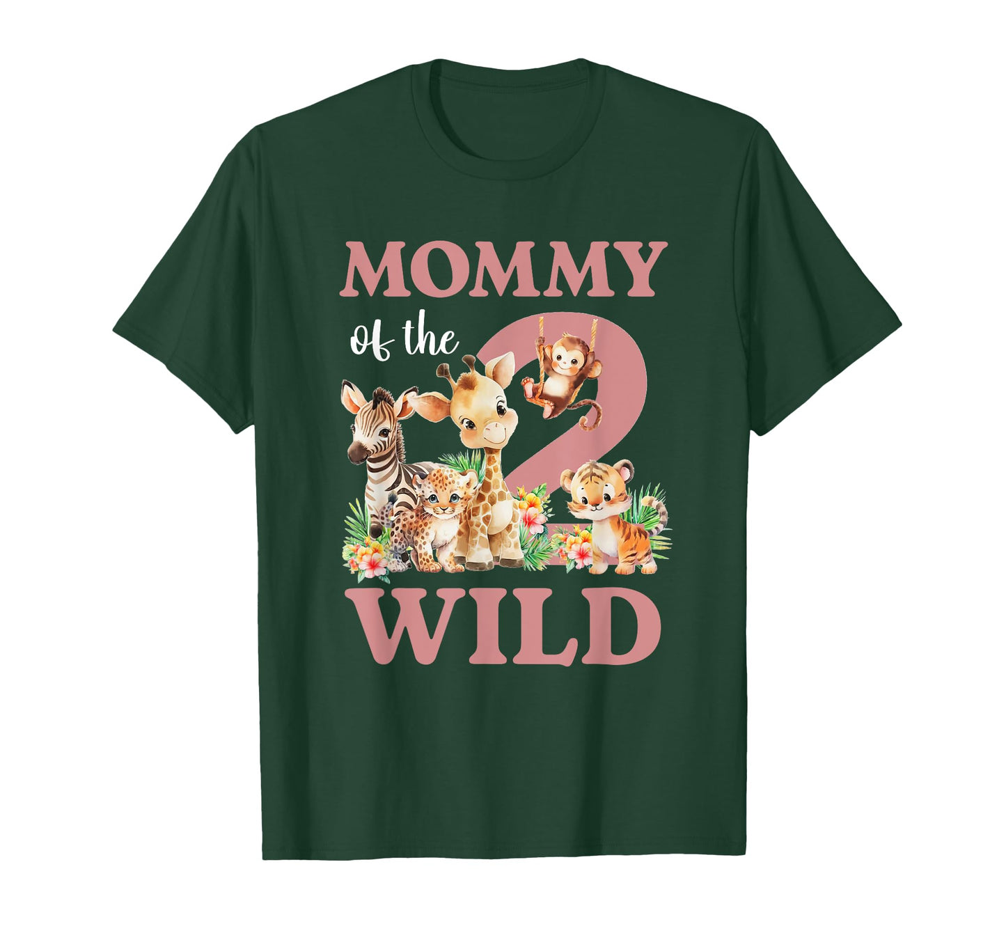 Mommy Of The Two Wild Zoo 2nd Birthday Safari Jungle Animal T-Shirt