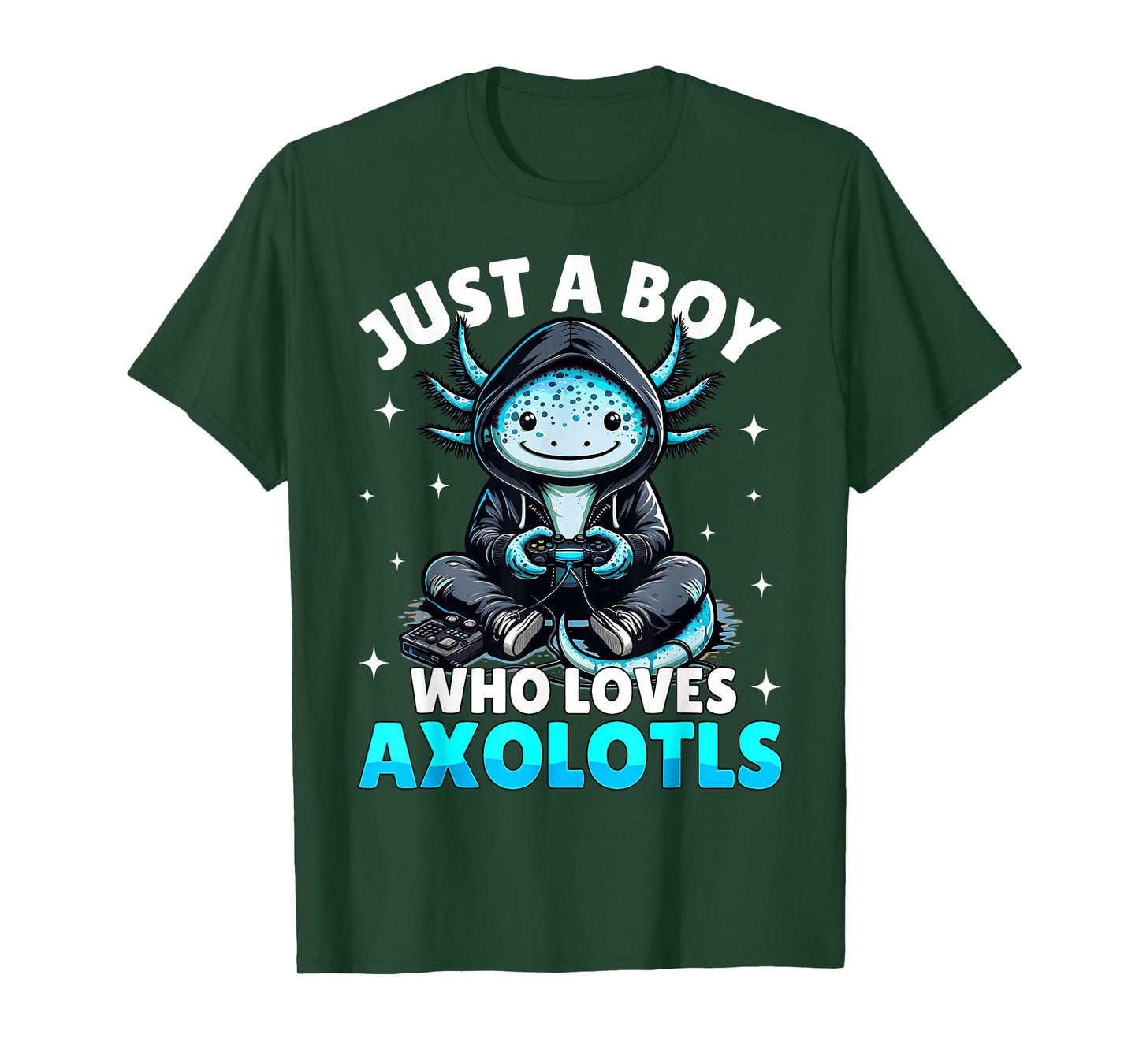 Just A Boy Who Loves Axolotls Kids Boys Cute Gamer T-Shirt