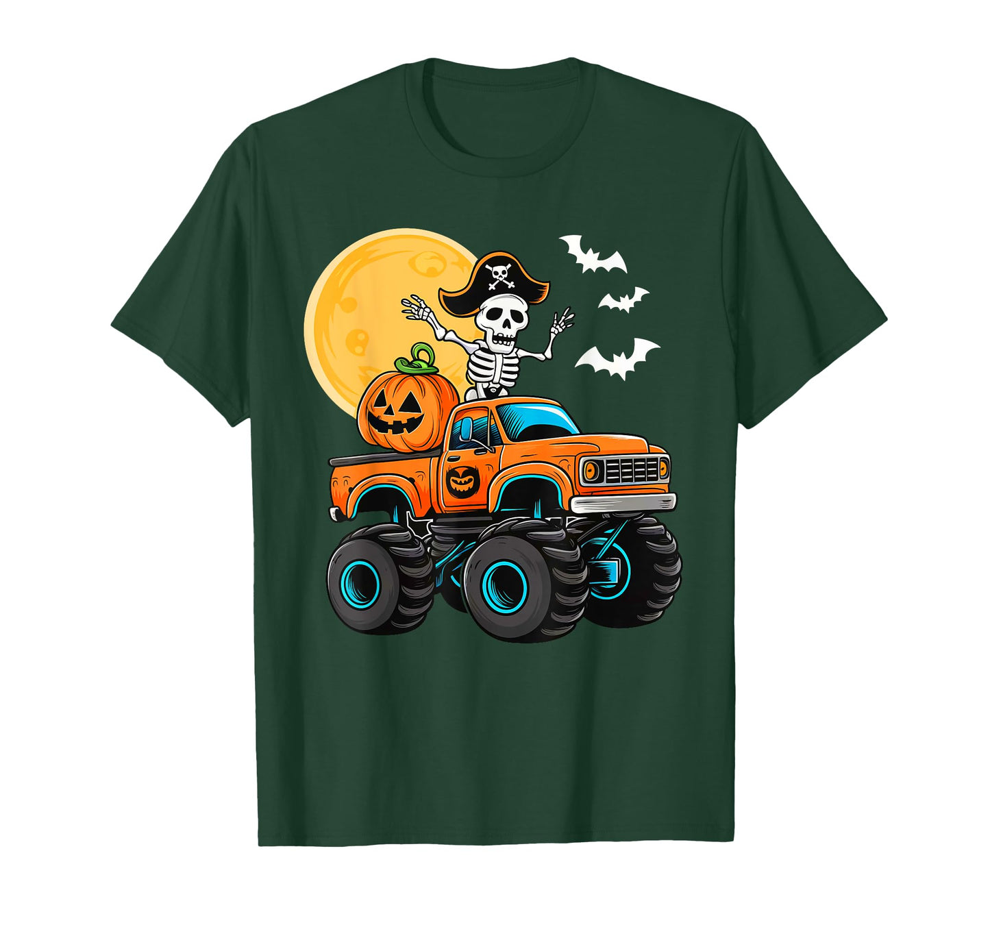 Funny Boys Halloween Monster Truck Skeleton Pirate Toddler T-Shirt