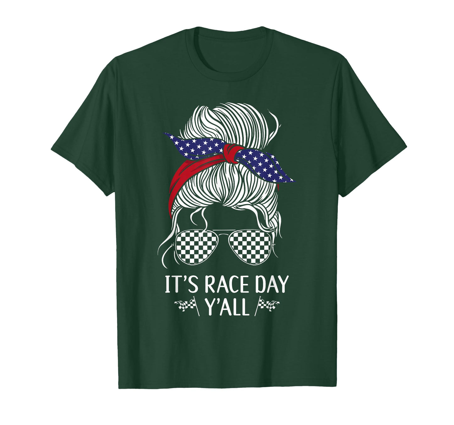 Drag Racing Race Car Girl Sunglasses Flag It's Race Day T-Shirt