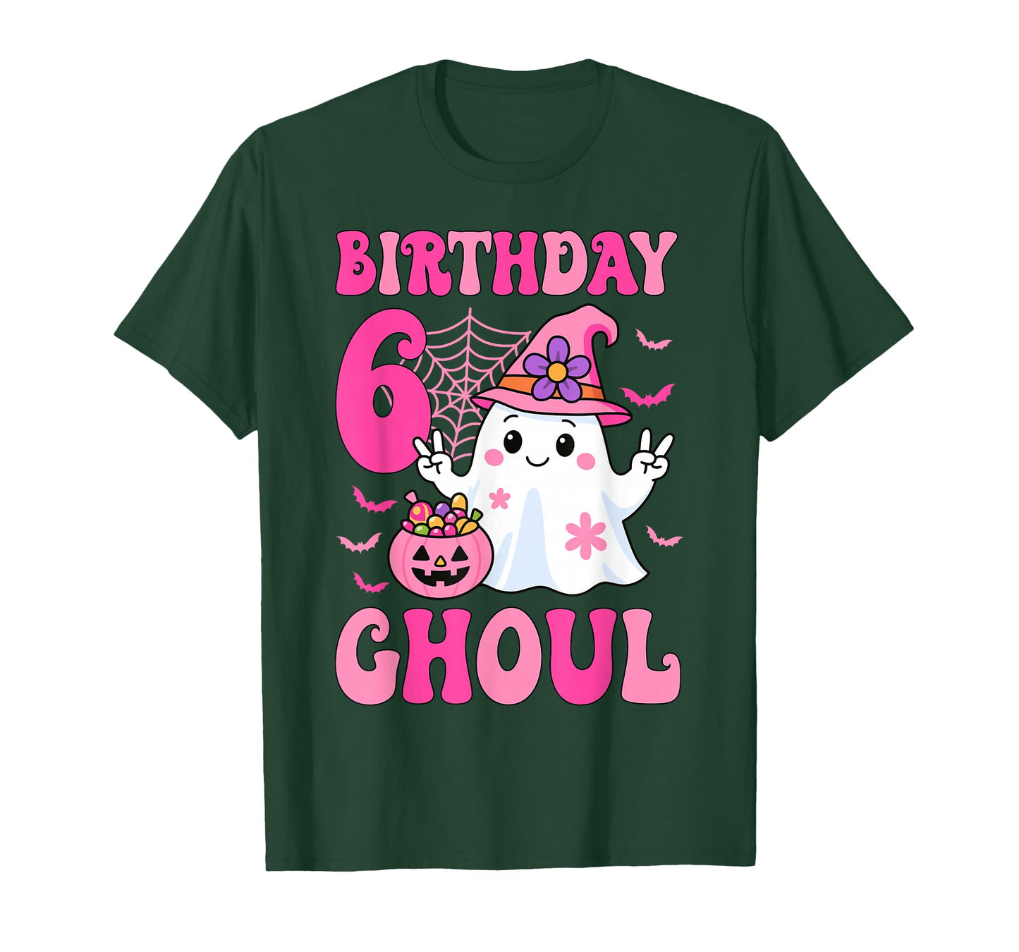 I'm 6 Years Old Girls Cute Ghost It's My 6th Birthday Ghoul T-Shirt