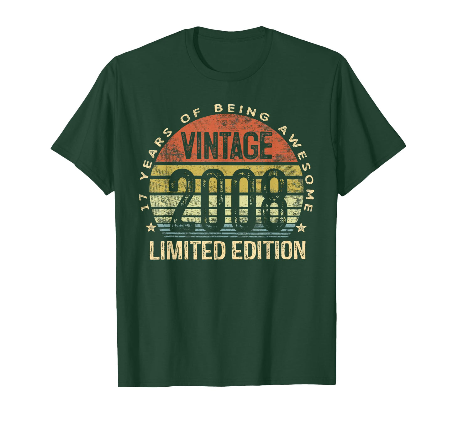 Vintage 2008 Limited Edition 17-Year-Old Gifts 17th Birthday T-Shirt