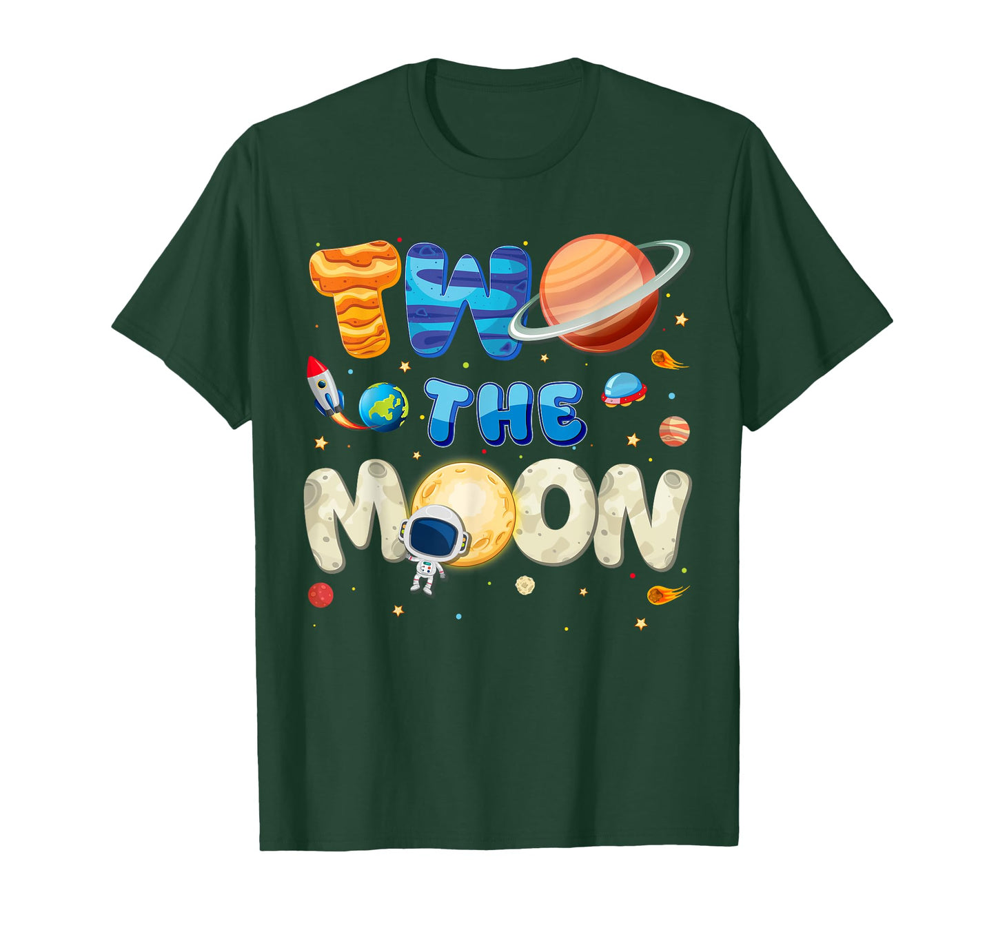 Two The Moon Birthday Boy Space Astronaut 2 2nd Year Old Tee T-Shirt